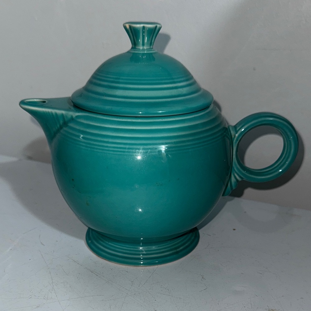 Turquoise Fiesta Round Handled Teapot Homer Laughlin Fiestaware Made in USA